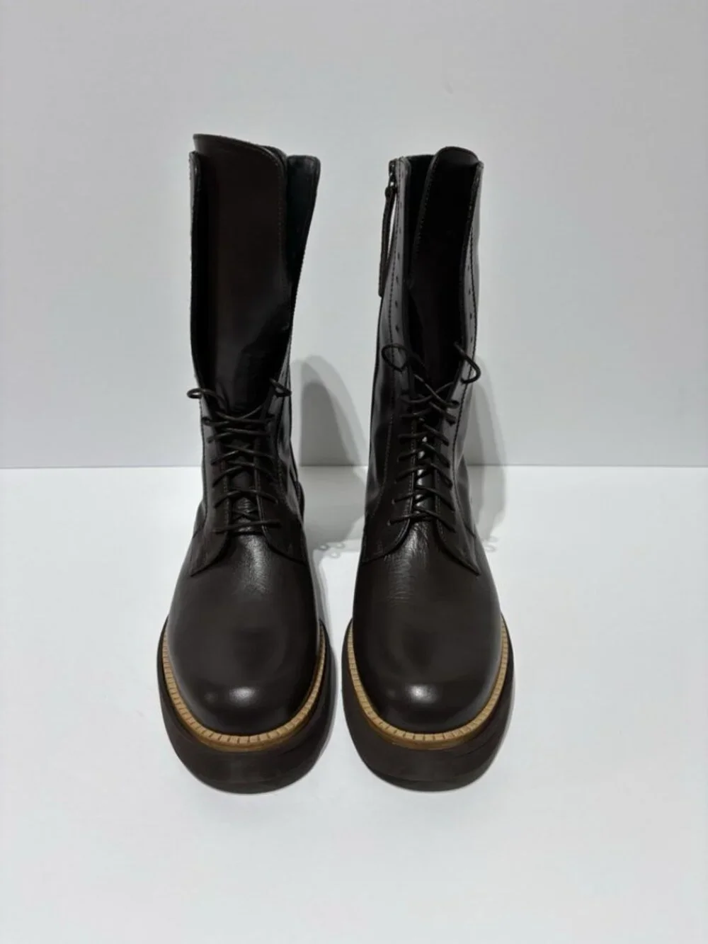 Paloma Barcelo Women’s Marais Brown Leather Boots, Size EUR 39, US 9 M